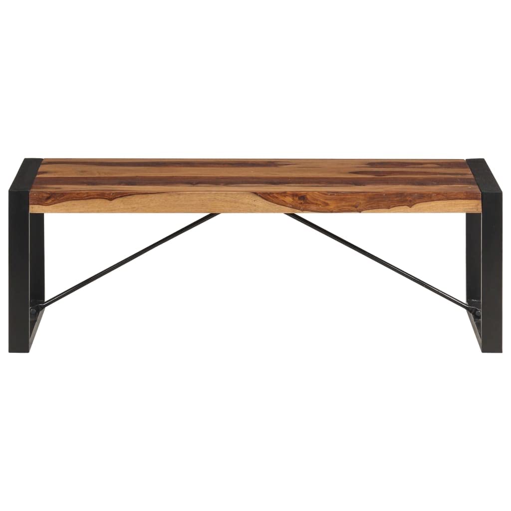 Brown Sheesham Wood Coffee Table with Steel Legs H531