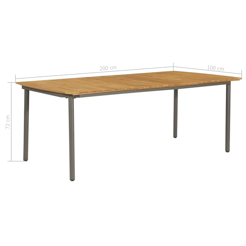9 Piece Natural Wood and Grey Metal Outdoor Dining Set U4451