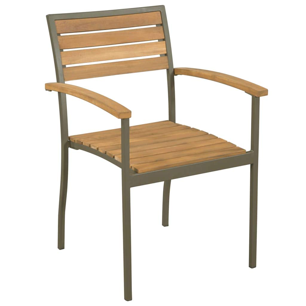9 Piece Natural Wood and Grey Metal Outdoor Dining Set U4451