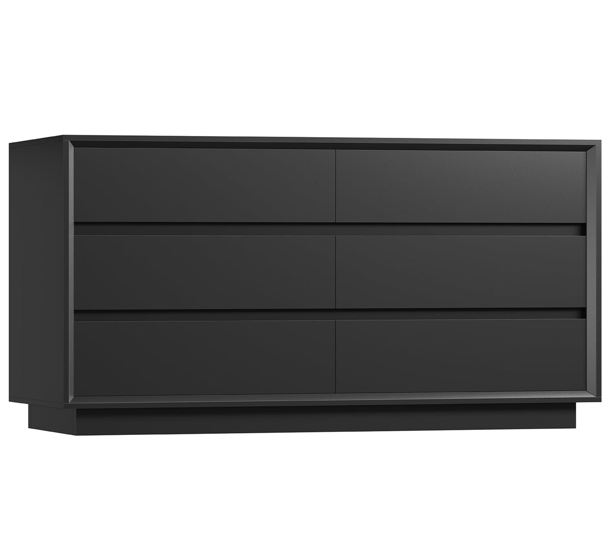 Black 6 Drawer Wood Dresser N7523