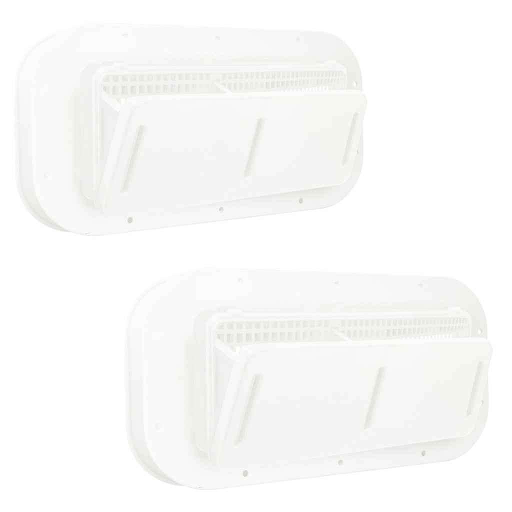 Two Way Plastic Vent with Trim Ring and Built-in Screen, 2 Pack, White E139