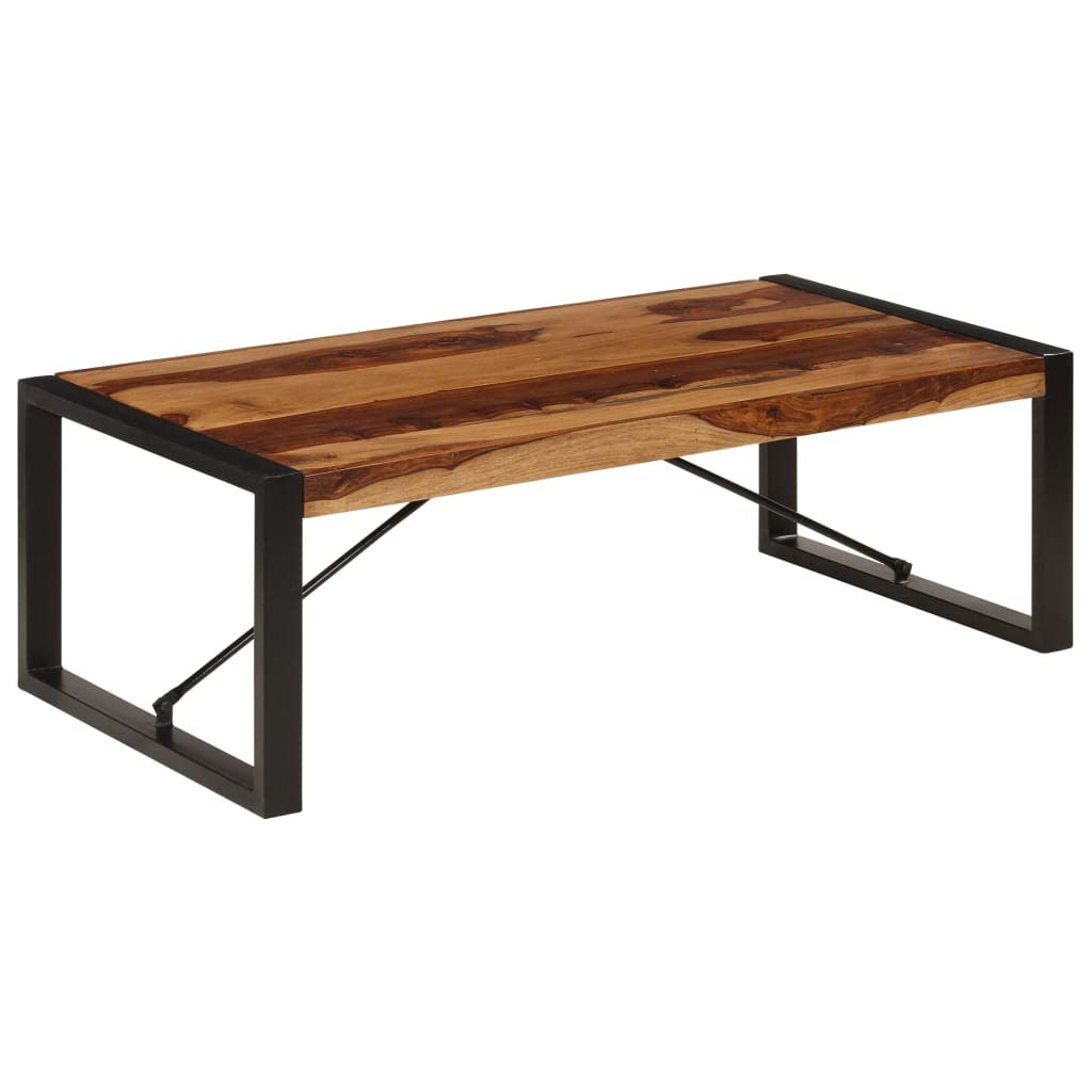 Brown Sheesham Wood Coffee Table with Steel Legs H531
