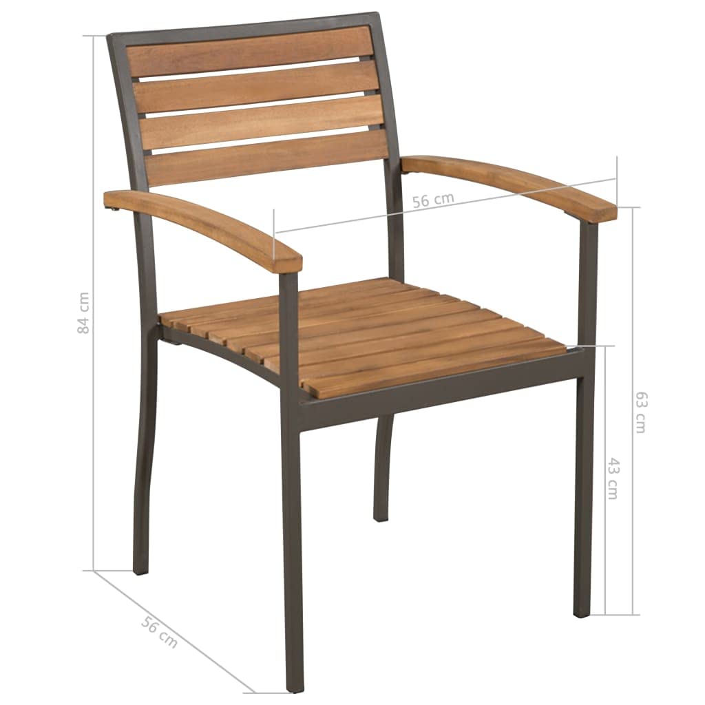 9 Piece Natural Wood and Grey Metal Outdoor Dining Set U4451