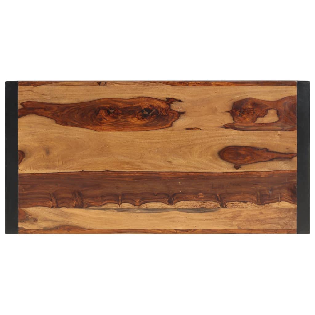 Brown Sheesham Wood Coffee Table with Steel Legs H531