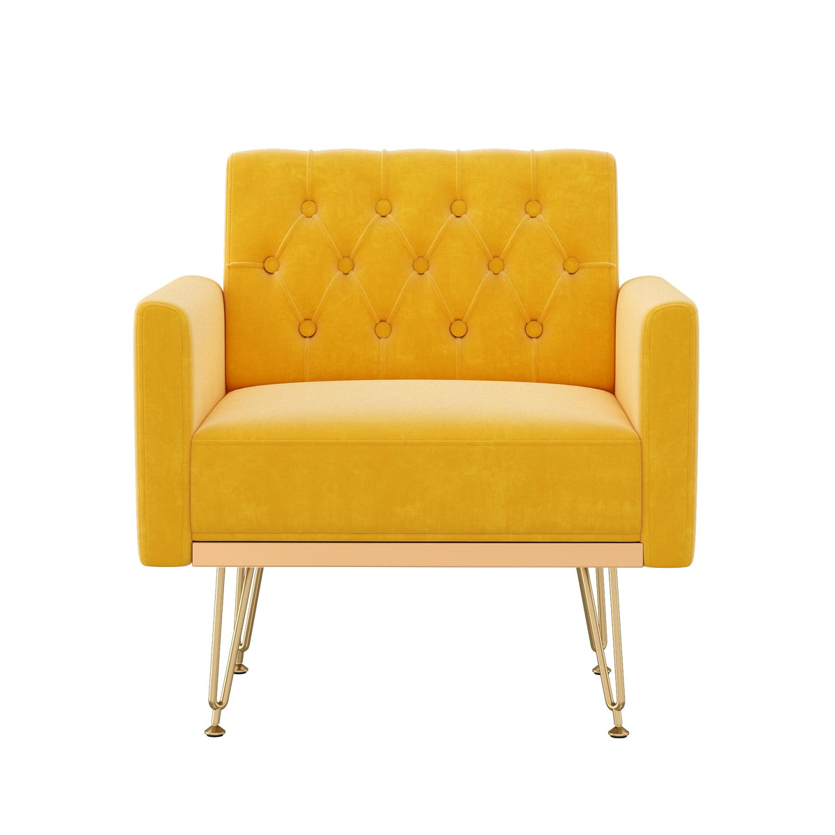 Soft Velvet Tufted Single Sofa with Gold Metal Legs J6147