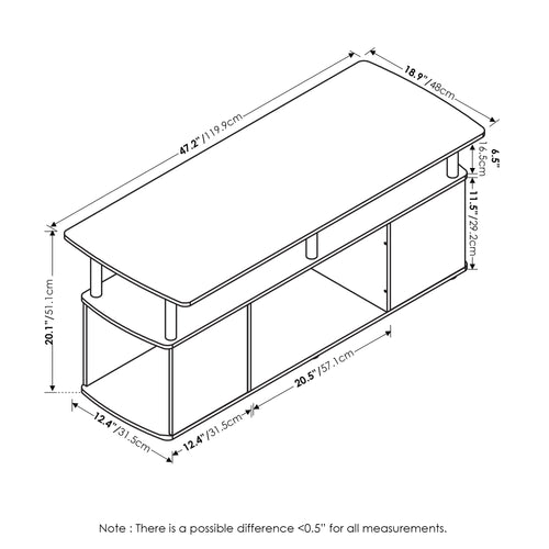 3-Tier TV Stand with Open Shelf up to 50 Inch X727405