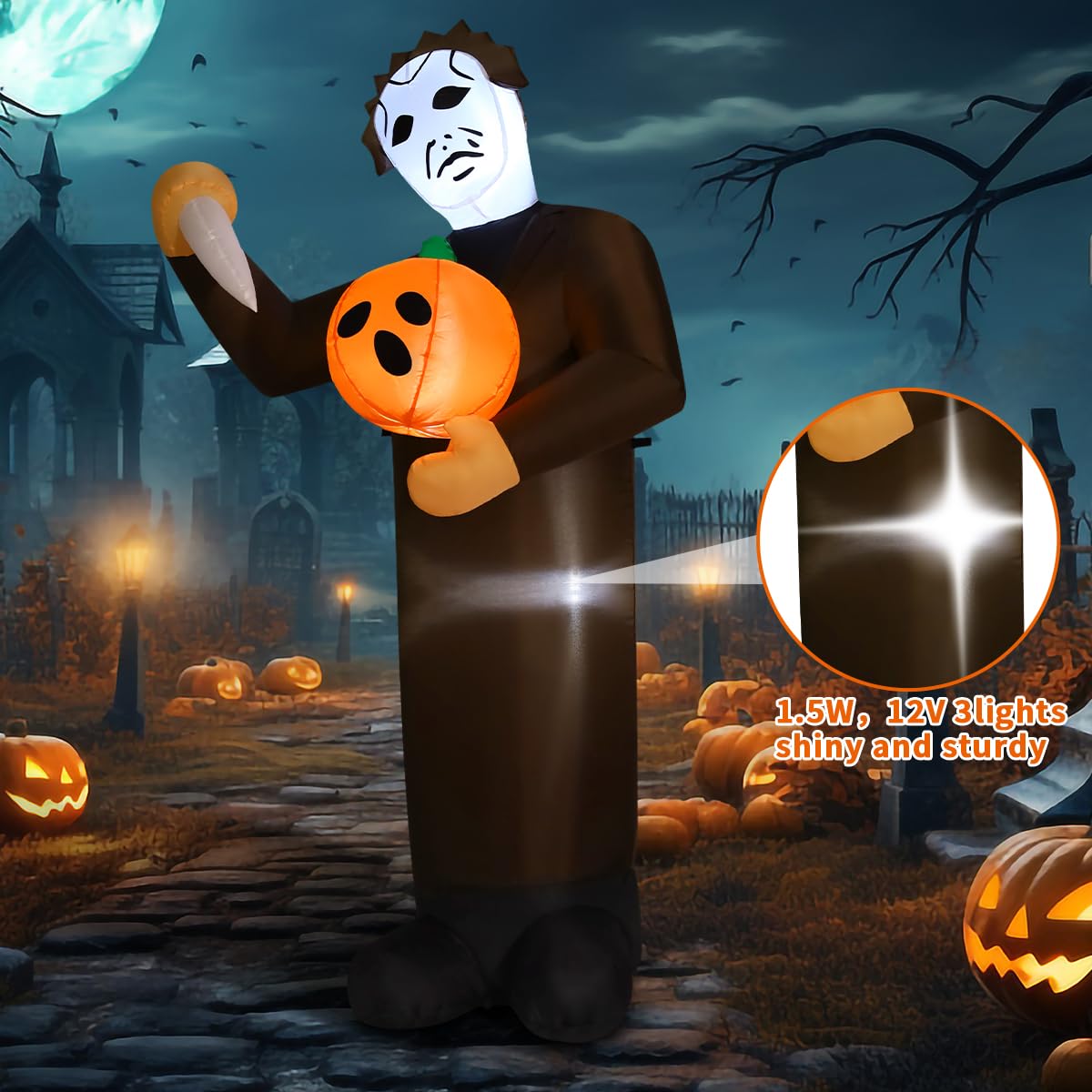 6FT Inflatable Scary Pumpkin with Built-in LEDs N976195