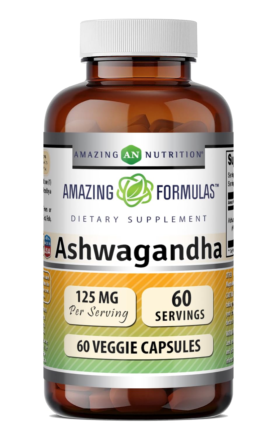 Ashwagandha Extract Supplement 125 Mg Veggie Capsules E5065
