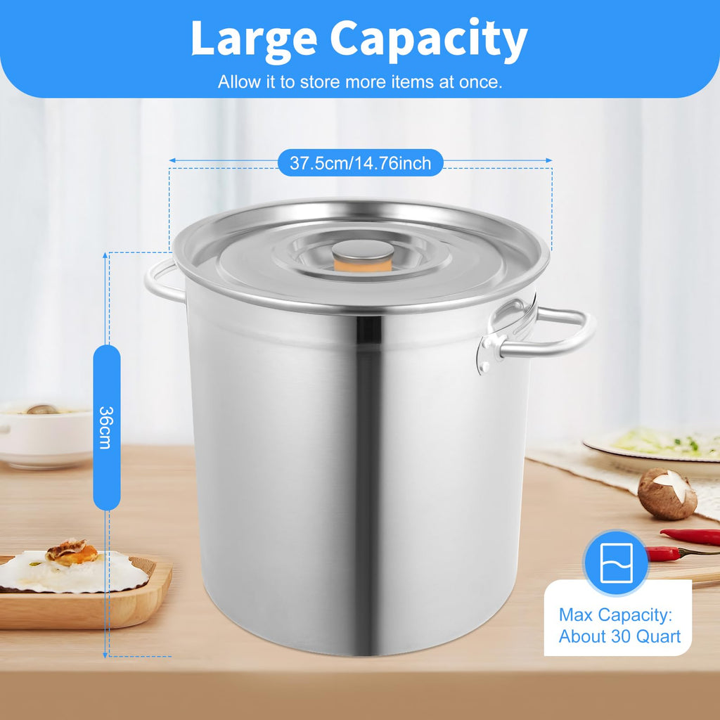 30 QT Stainless Steel Stock Pot with Lid V1257