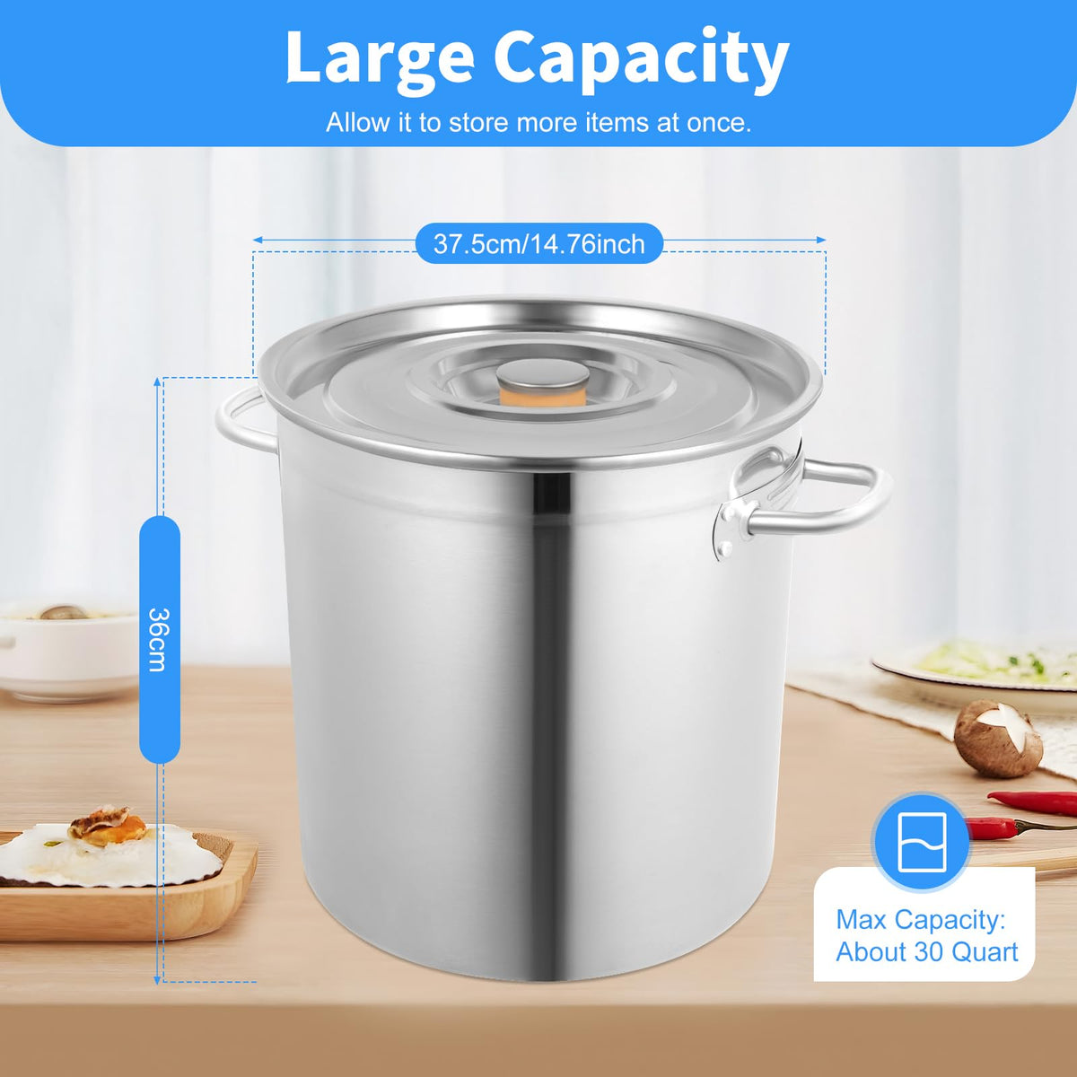 30 QT Stainless Steel Stock Pot with Lid V1257
