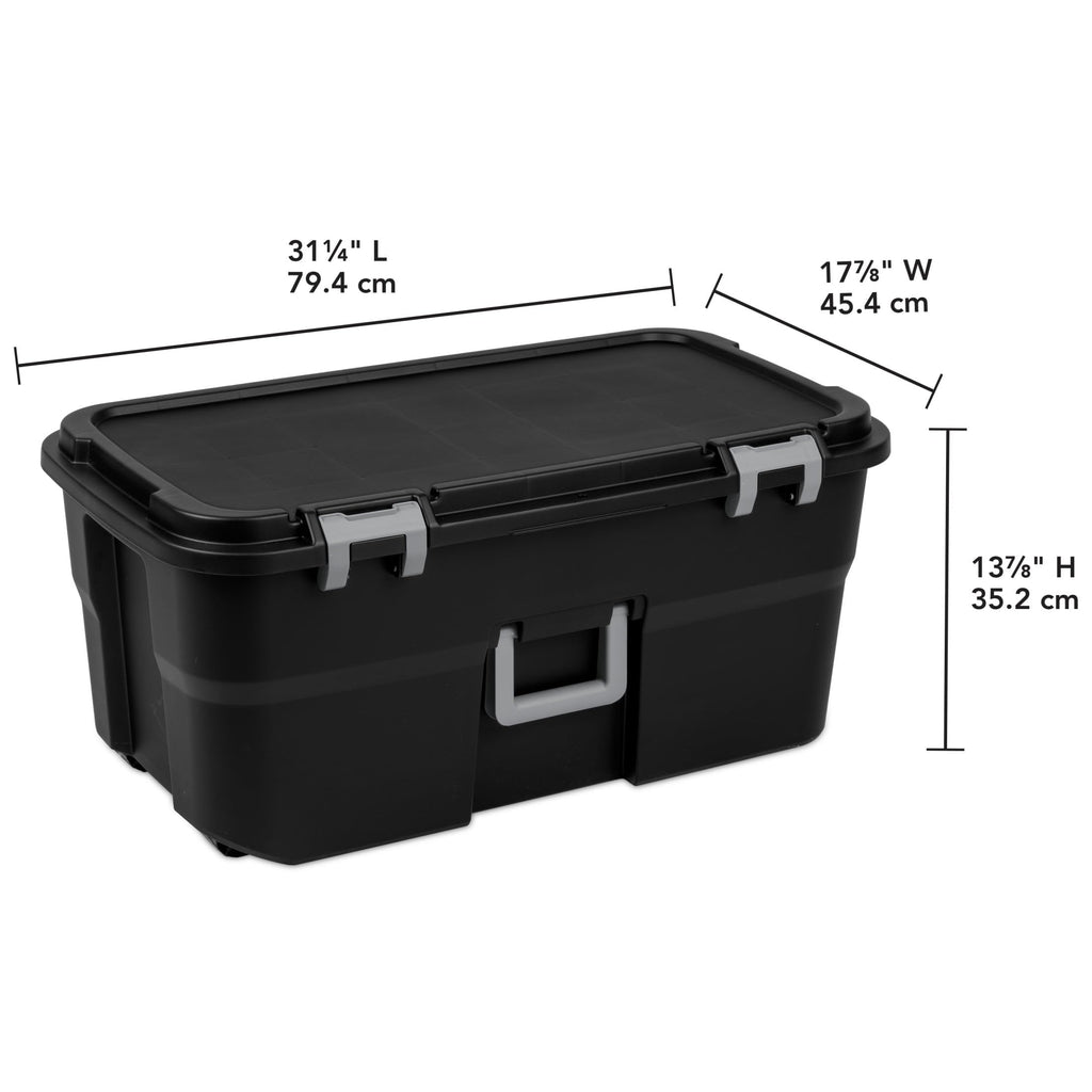 Black 22 Gal Wheeled Plastic Storage Trunk 2 Pack R849