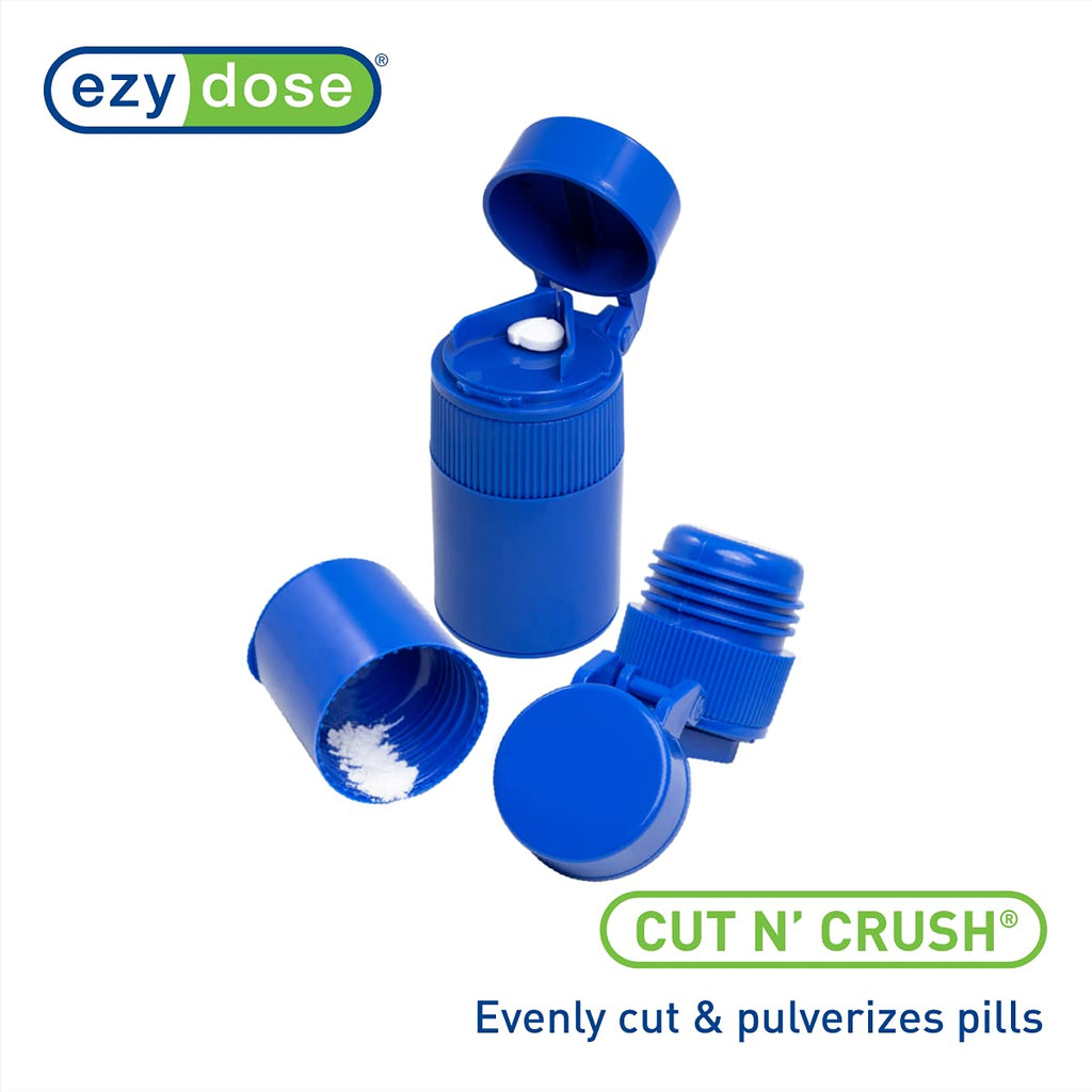 3 Compartment Pill Crusher, Cutter & Grinder with Drinking Cup, Blue A921