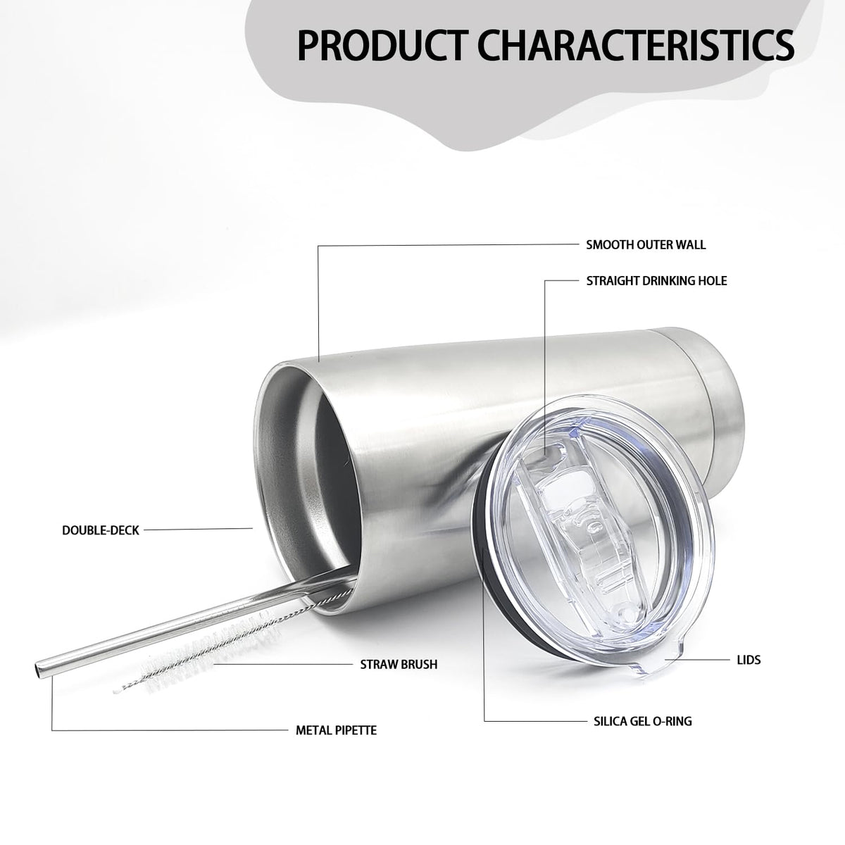 12 Pack Insulated Stainless Steel Tumbler with Lid and Straw Q688