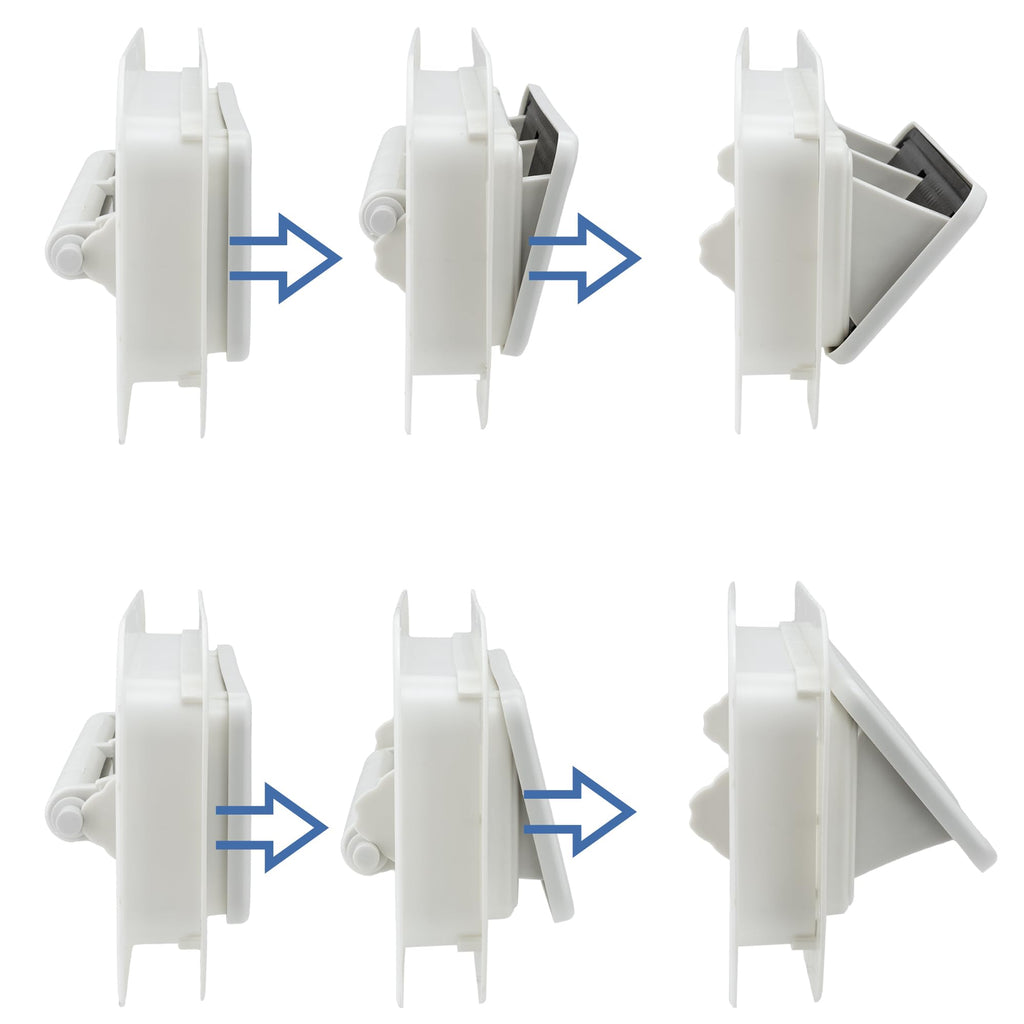 Two Way Plastic Vent with Trim Ring and Built-in Screen, 2 Pack, White E139