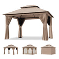 12'x10' Outdoor Gazebo with Curtain & Mosquito Netting, Beige E577625