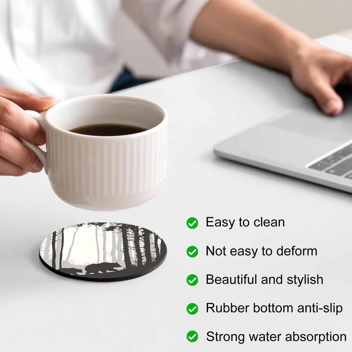 Black Grey Set of 4 Soft Absorbent Coasters S23100