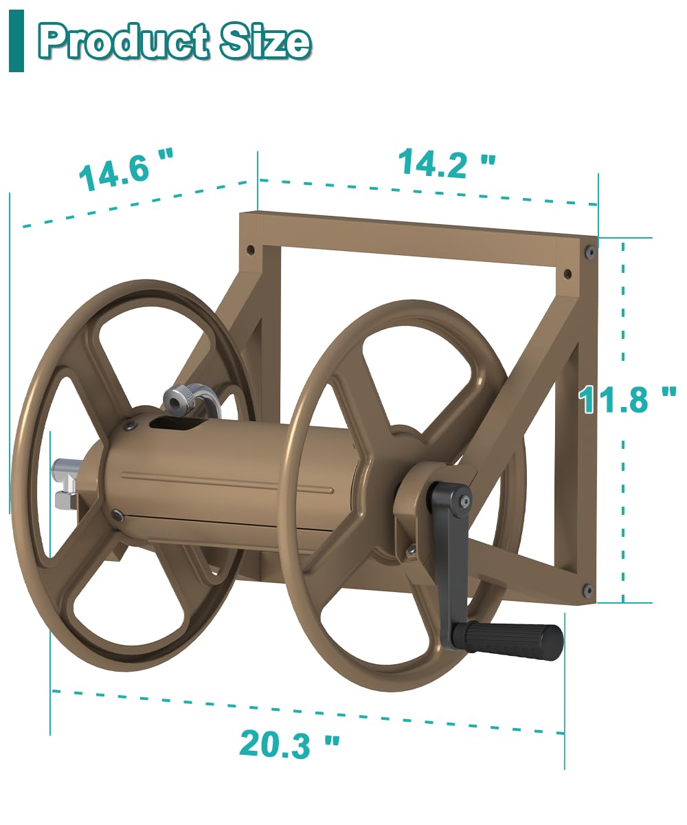 Wall Mounted Metal Garden Hose Reel Holds 125 ft G261086