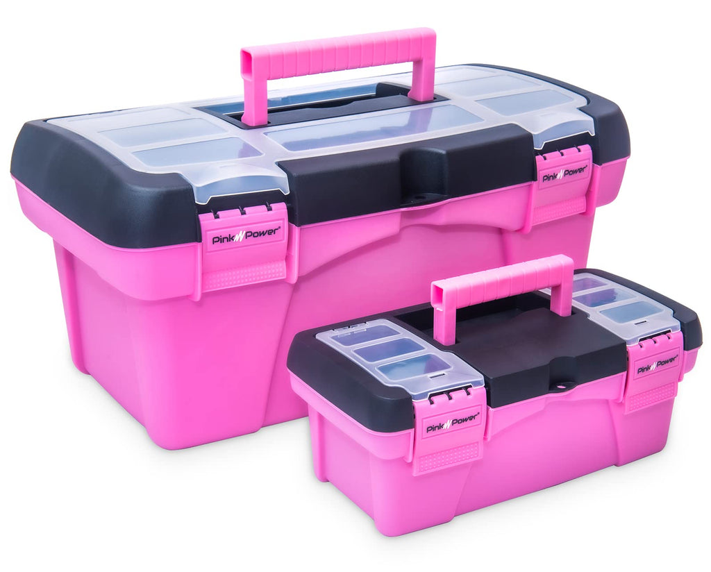 Pink Plastic Tool Box with Handle 2 Pack B285507