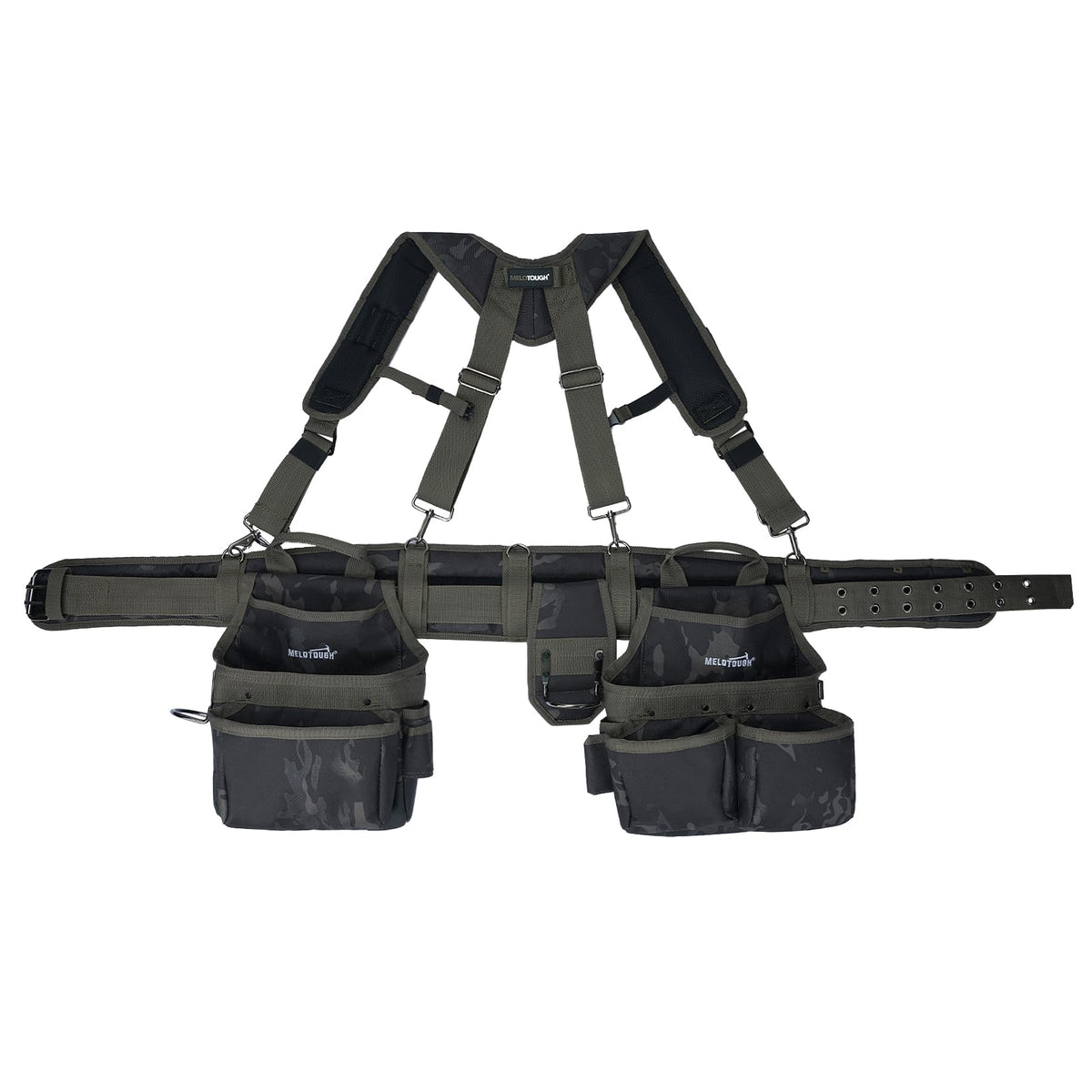 Camo Tool Belt with Suspenders Tool Pouch Organizer Heavy Duty Y272