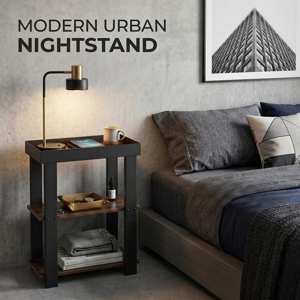 Rustic Brown 3-Tier Narrow Side Table R154082