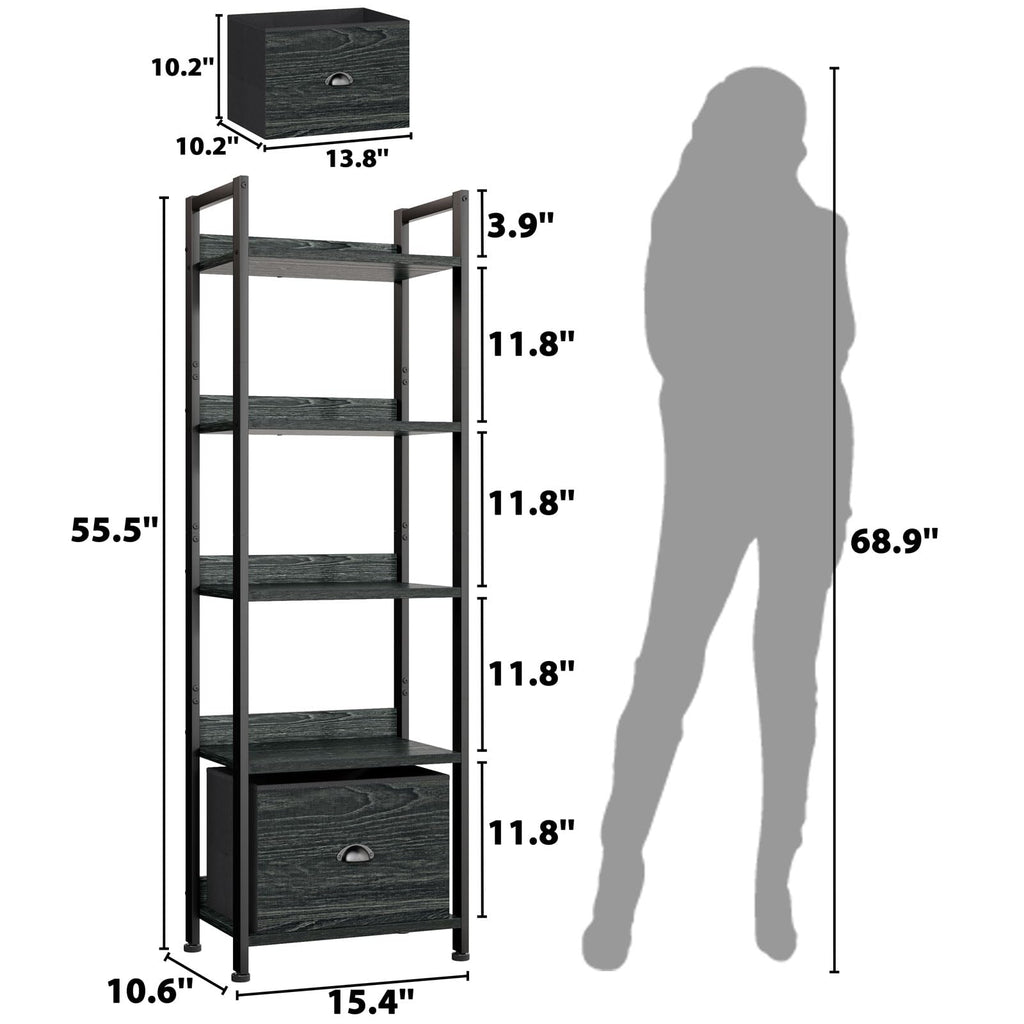 5 Tier Bookshelf with Drawer D276