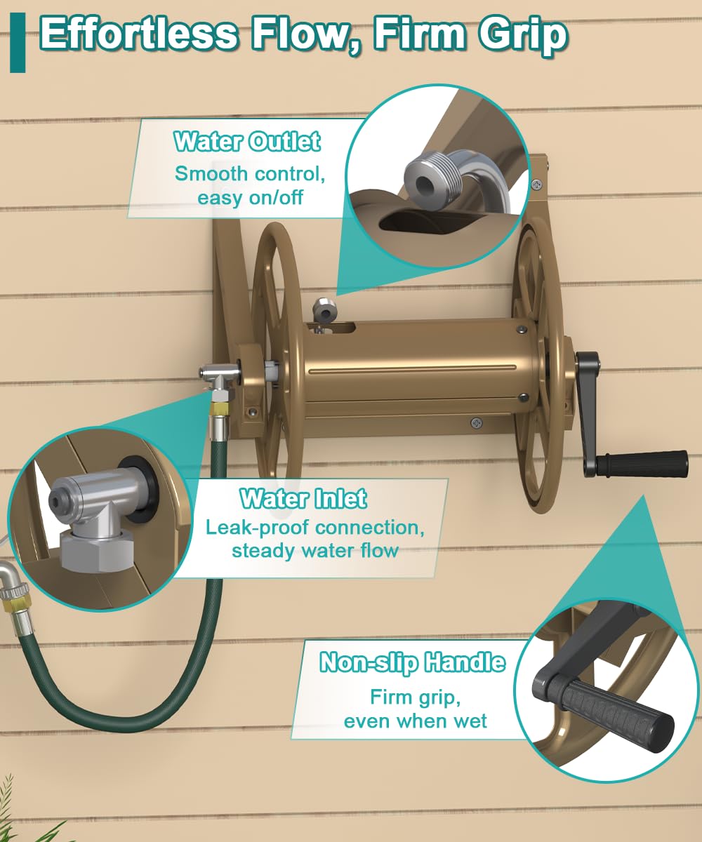 Wall Mounted Metal Garden Hose Reel Holds 125 ft G261086