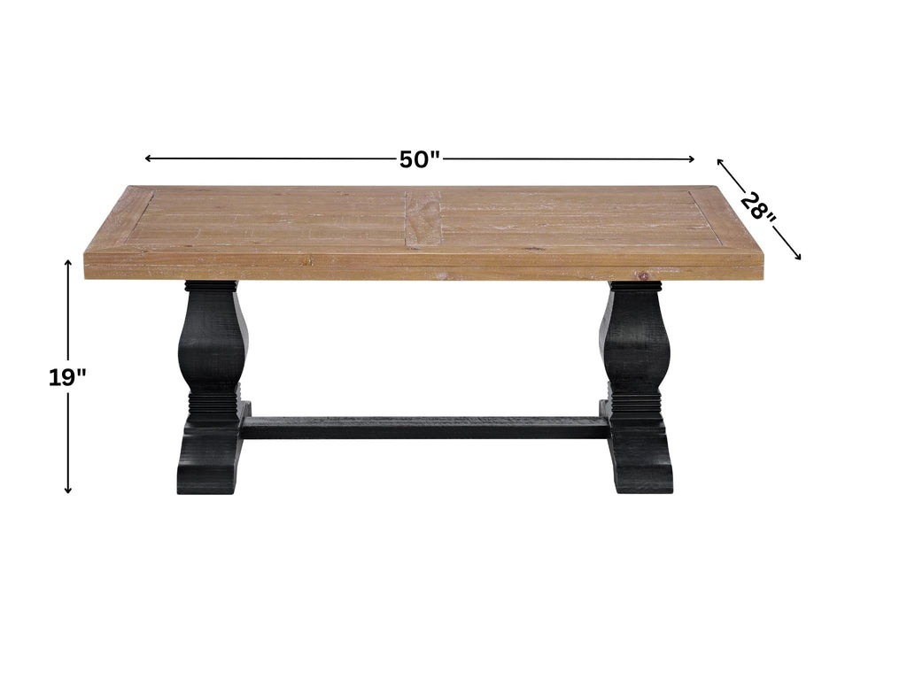 Solid Wood Coffee Table, Black and Driftwood T711