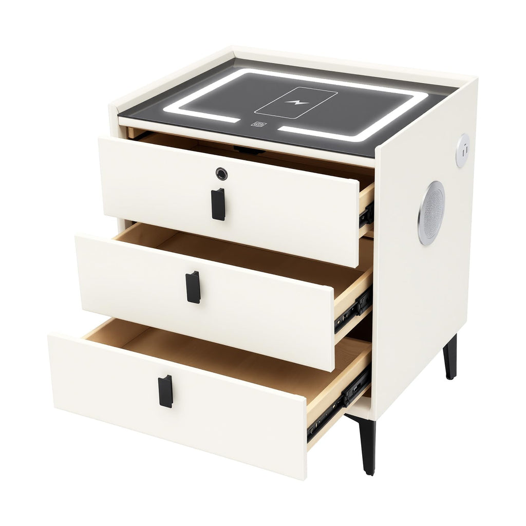 3 Drawers Nightstand with Fingerprint Lock and Wireless Charging T250