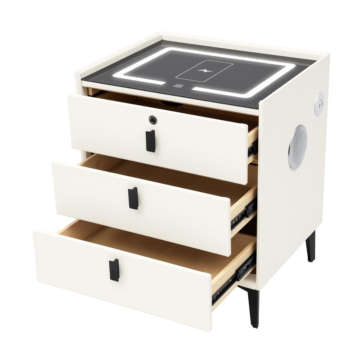 3 Drawers Nightstand with Fingerprint Lock and Wireless Charging T250