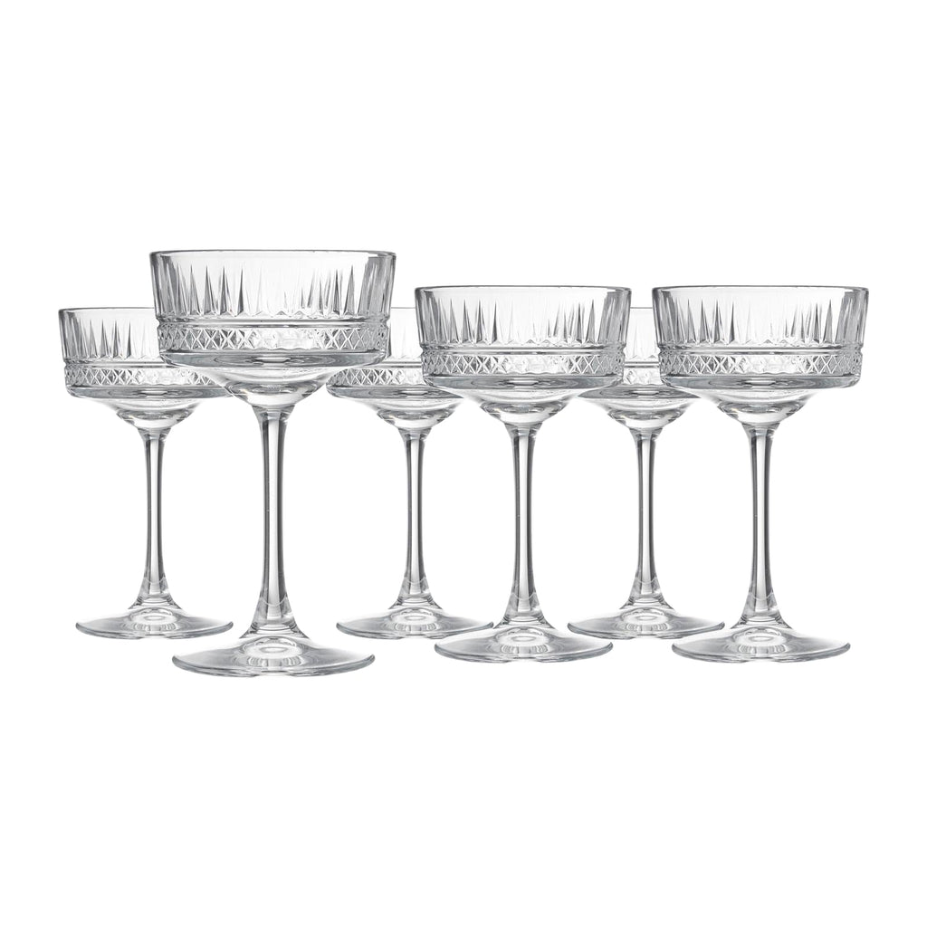Vintage Coupe Glasses Set Of 6 Long Stem Glassware 8.8 oz B9128