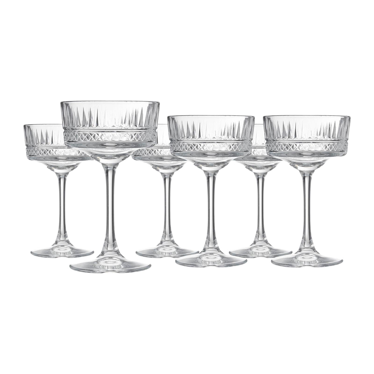 Vintage Coupe Glasses Set Of 6 Long Stem Glassware 8.8 oz B9128