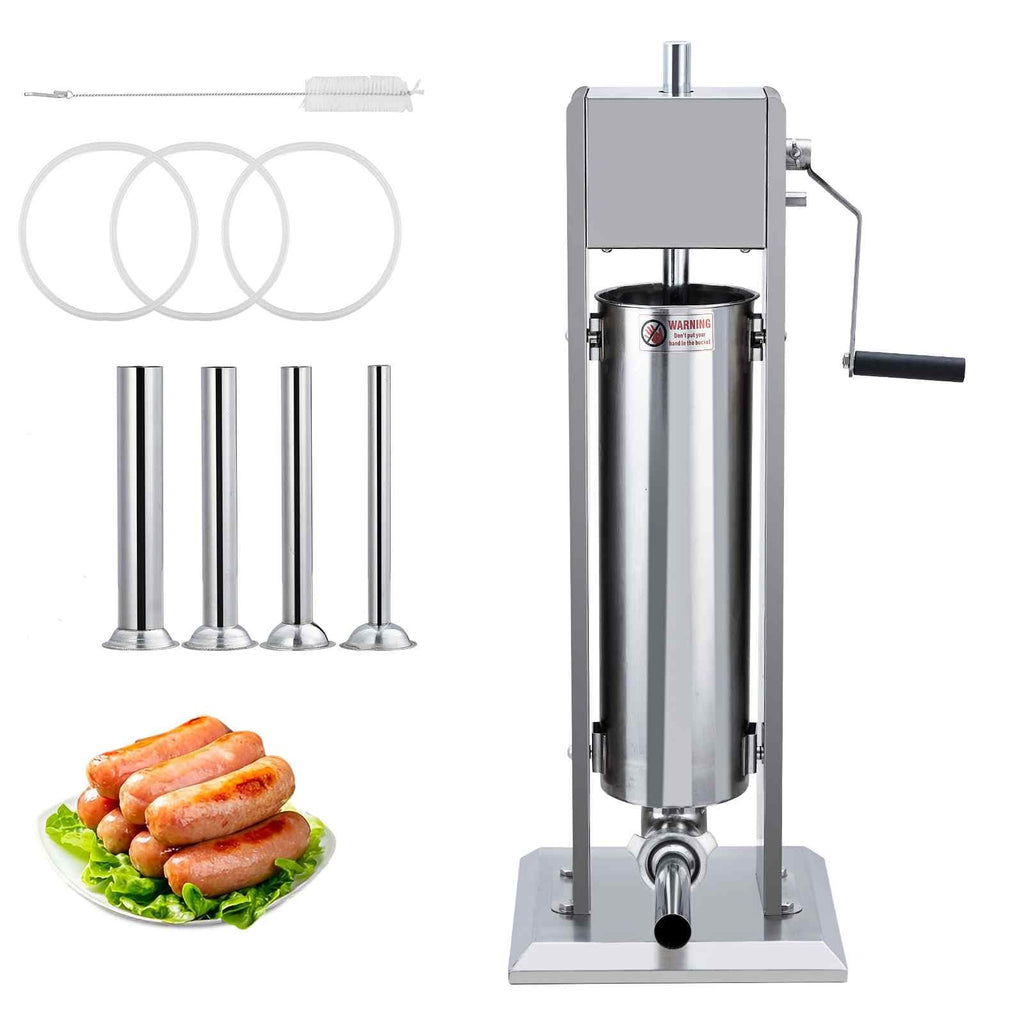 Manual Stainless Steel Sausage Stuffer with 5 Stuffing Tubes W255300