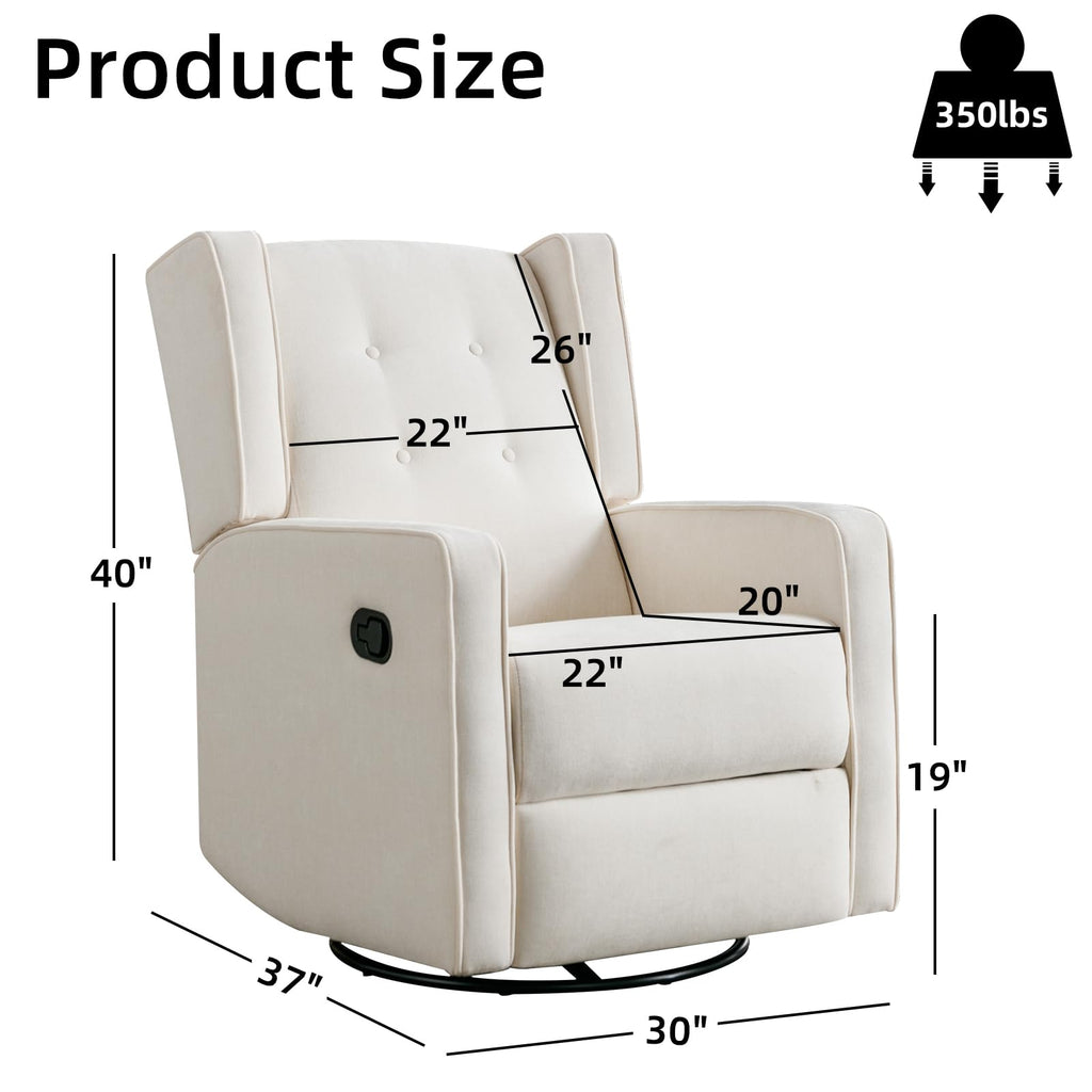 White Swivel Rocker Recliner Chair R1223