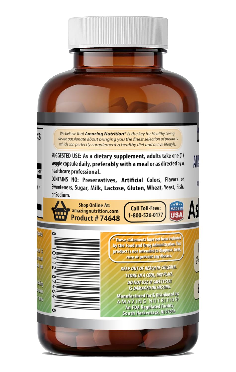 Ashwagandha Extract Supplement 125 Mg Veggie Capsules E5065