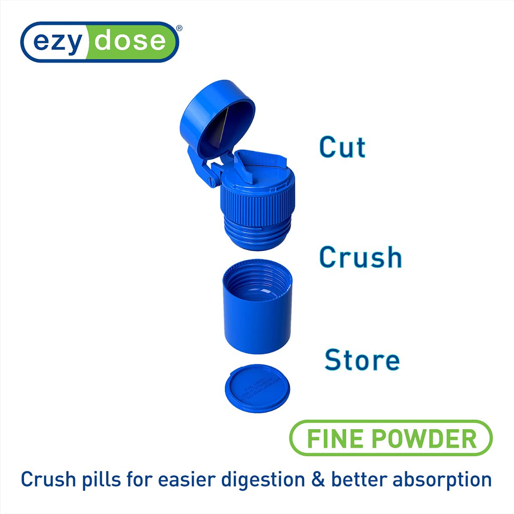 3 Compartment Pill Crusher, Cutter & Grinder with Drinking Cup, Blue A921