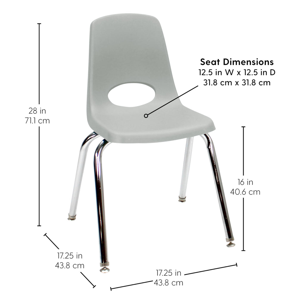 16" Light Gray School Stack Chair 2-Pack G980727