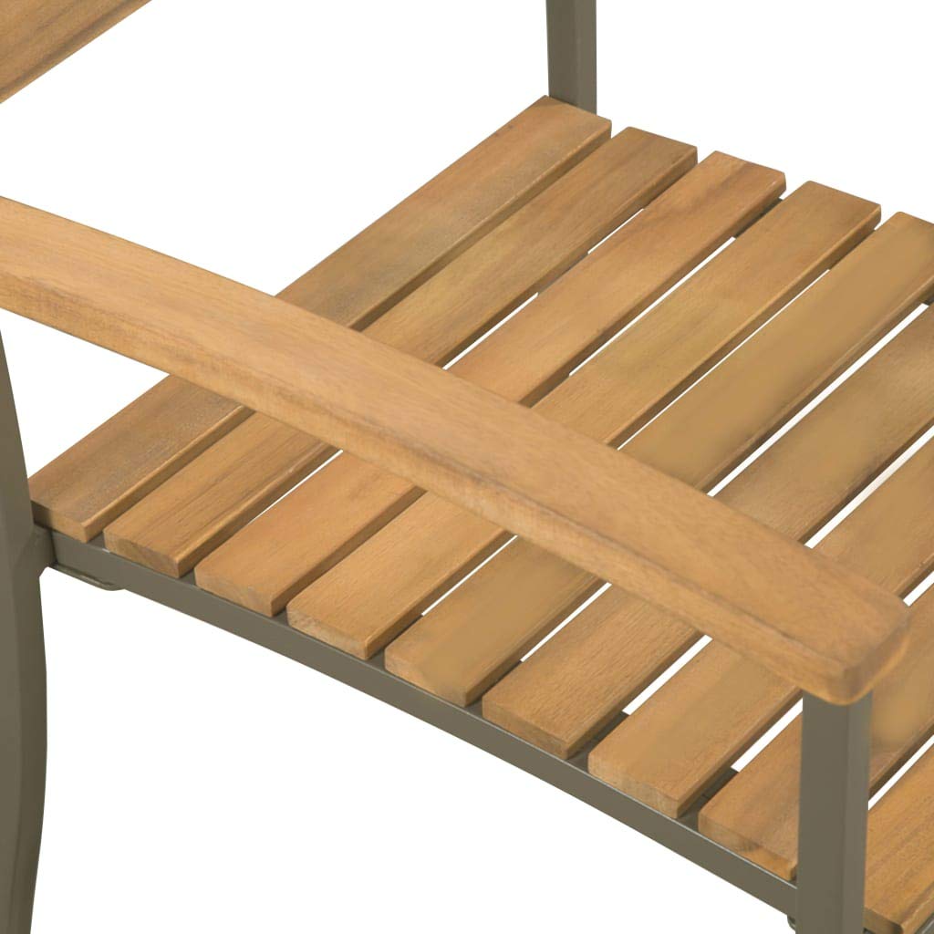 9 Piece Natural Wood and Grey Metal Outdoor Dining Set U4451