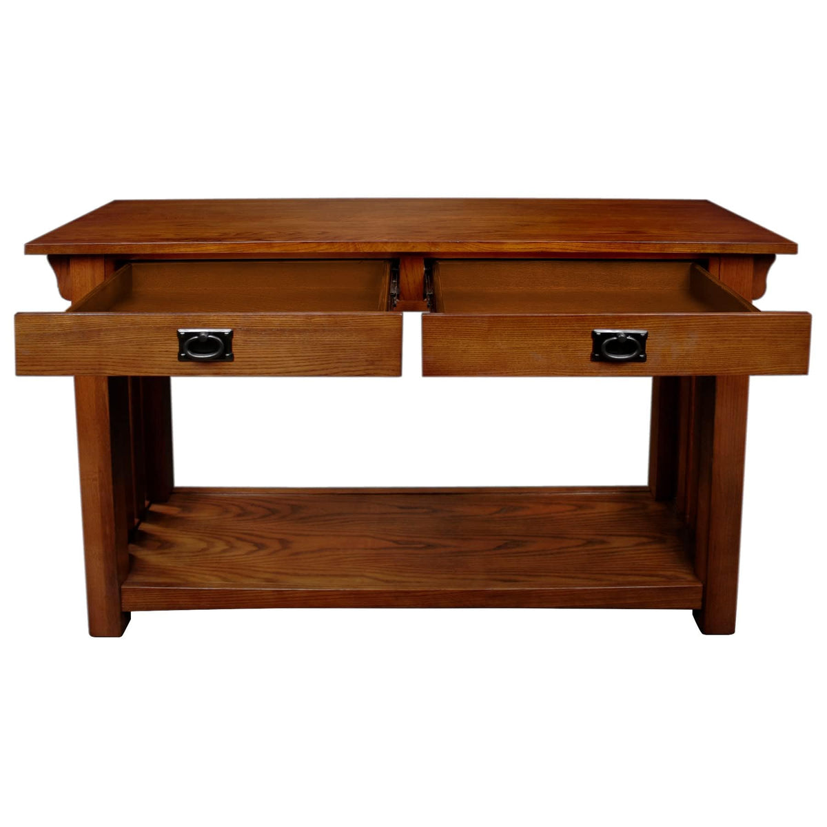 Transitional Solid Ash Console Table with 2 Drawers Y665