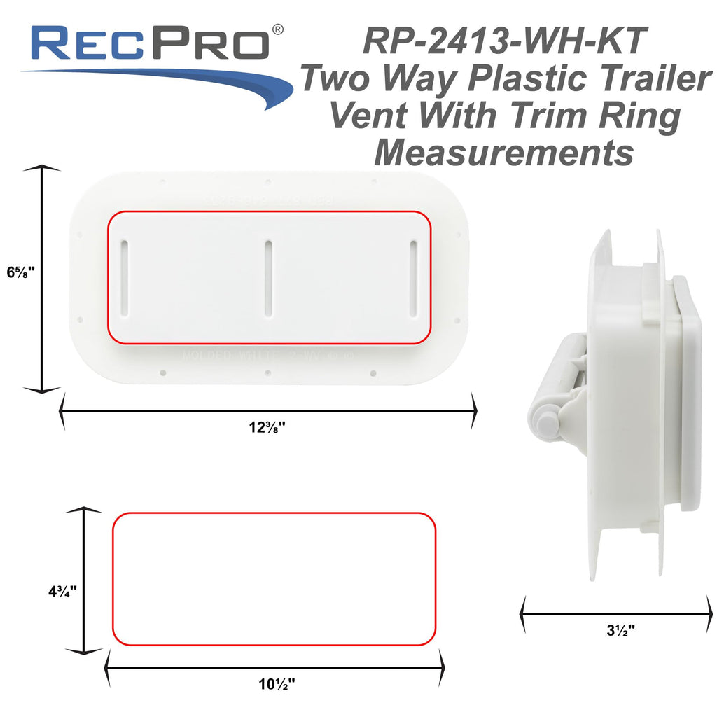 Two Way Plastic Vent with Trim Ring and Built-in Screen, 2 Pack, White E139