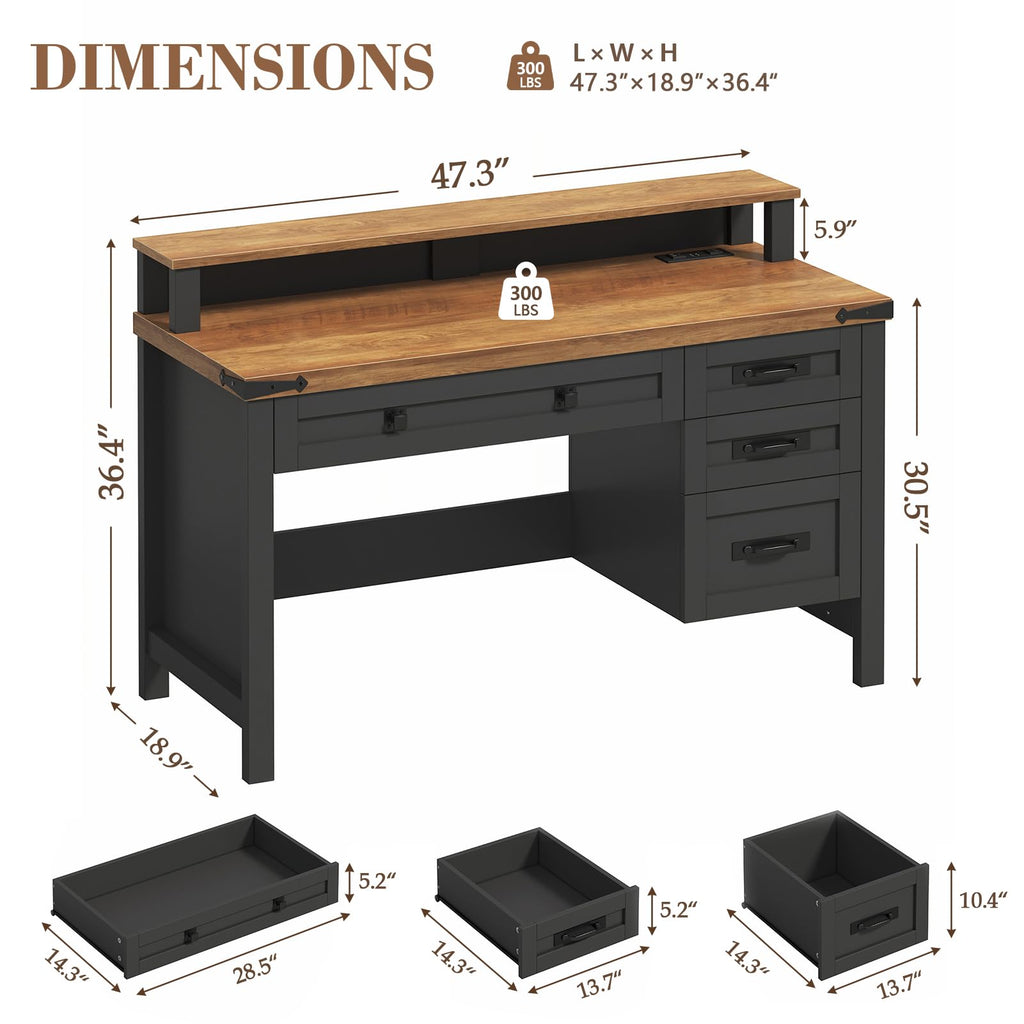 47" Computer Desk with Drawers Q4548