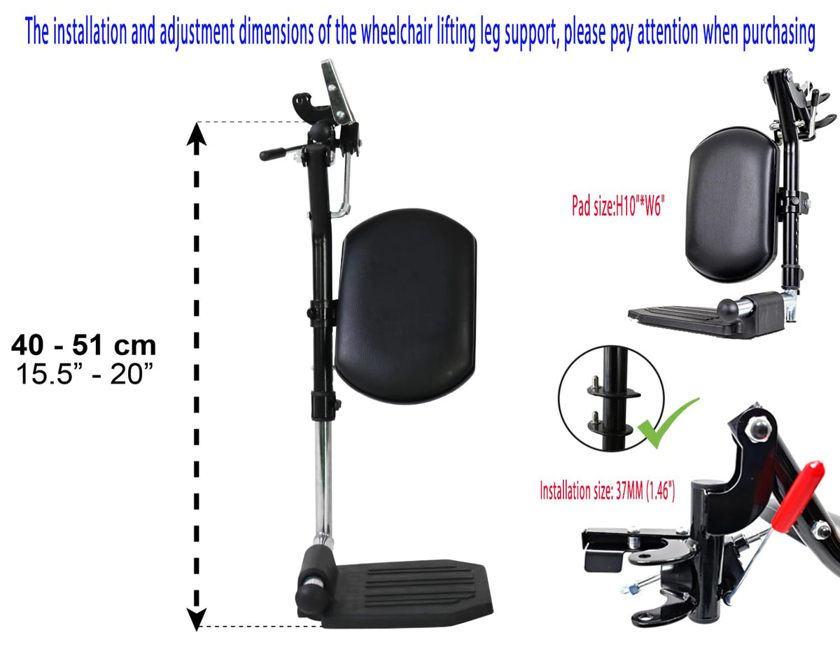 Heavy Duty Wheelchair Elevating Leg Rest with Calf Pad, Black W852720