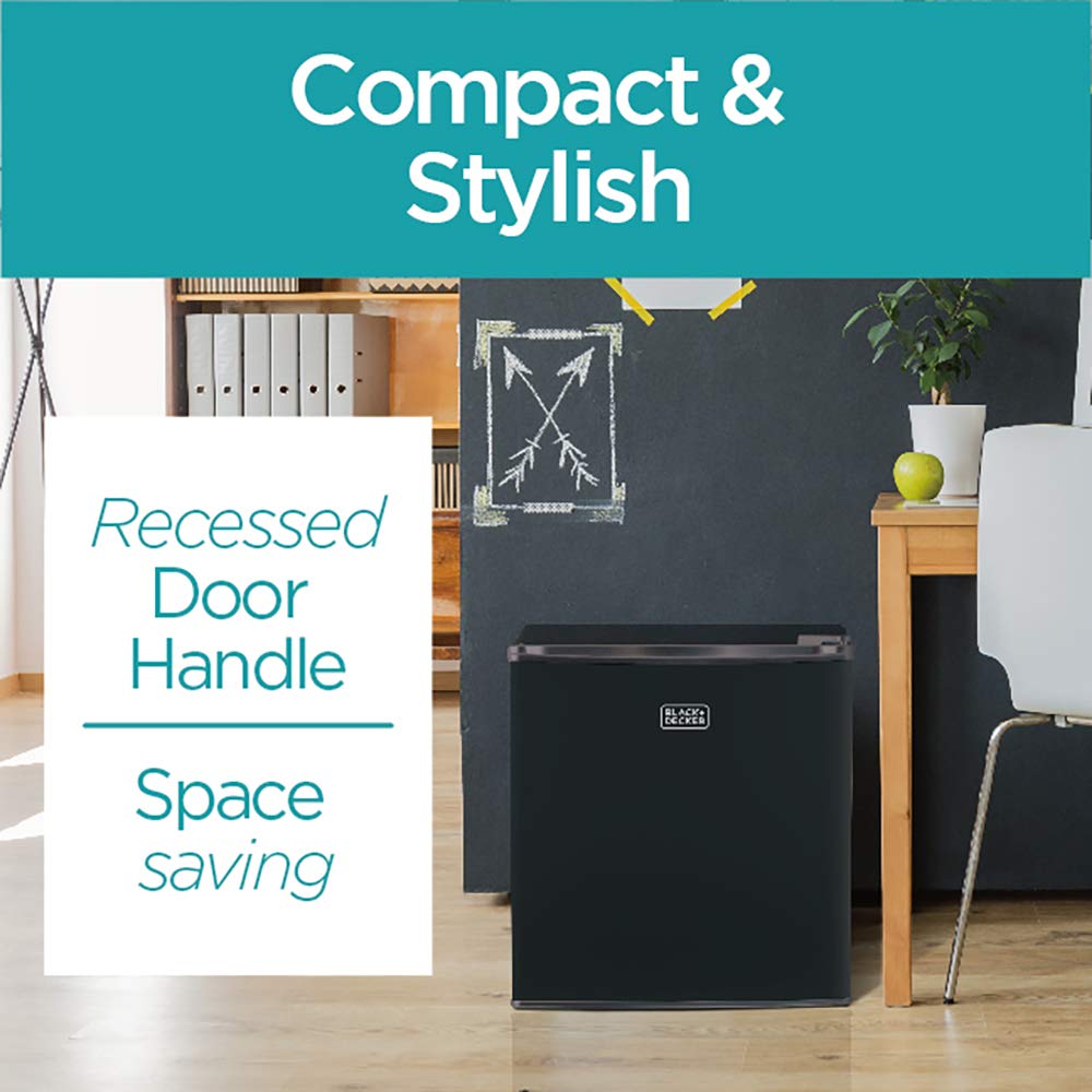 Compact Single Door Mini Fridge with Freezer, 1.7 Cubic Feet, Black & Single Serve K-Cup Pod Coffee Maker, Black G470