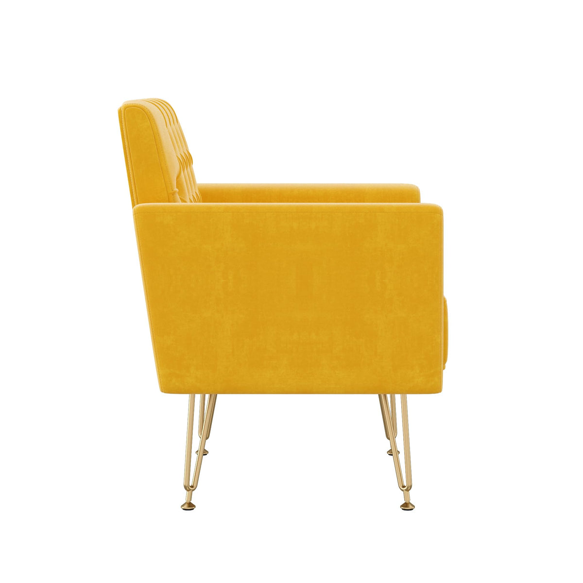 Soft Velvet Tufted Single Sofa with Gold Metal Legs J6147