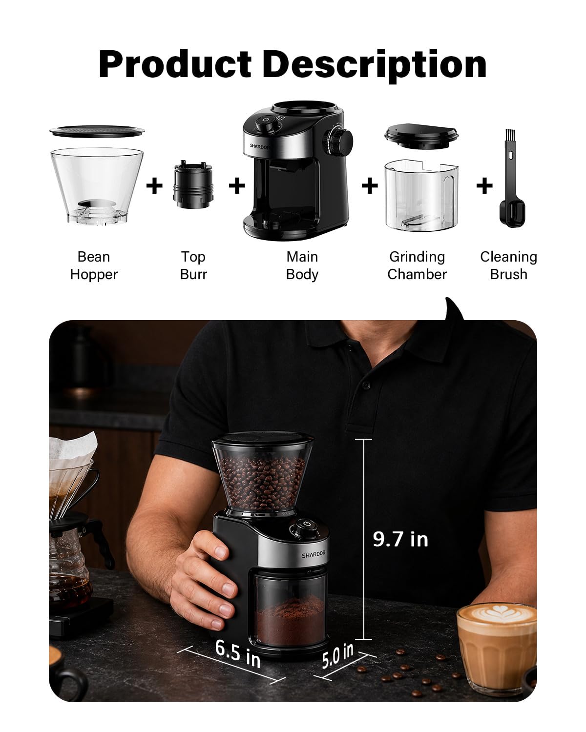 Electric Burr Coffee Grinder with 32 Grinding Sizes E10534