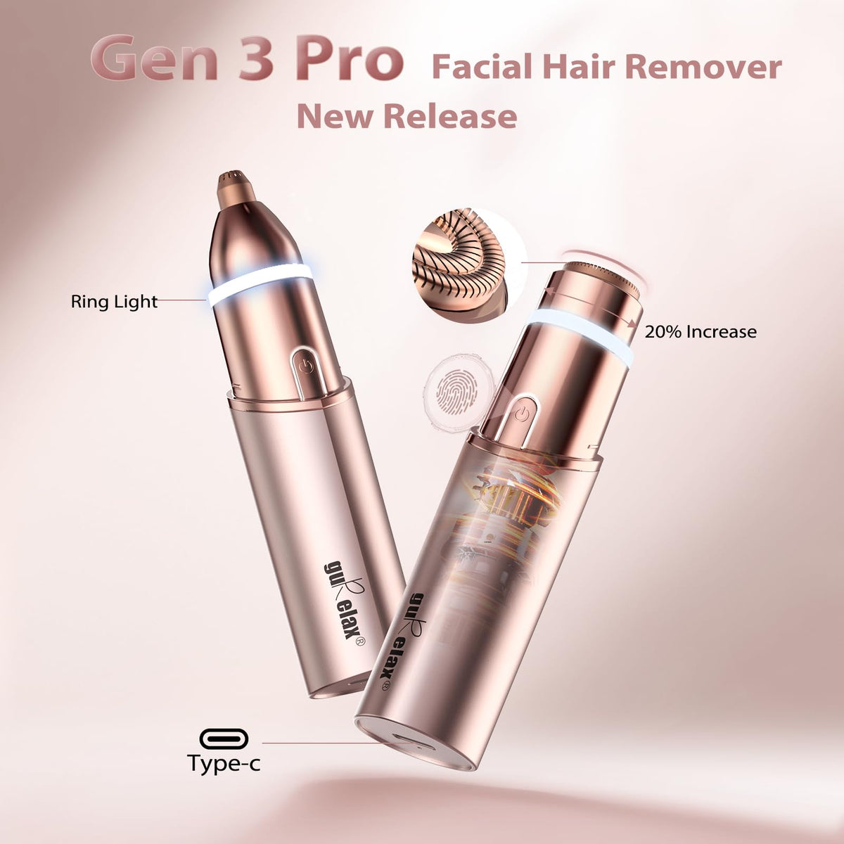 2-in-1 Electric Facial Hair Removal & Eyebrow Shaver with Mirror Light H37497
