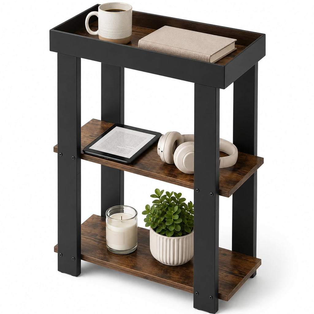 Rustic Brown 3-Tier Narrow Side Table R154082