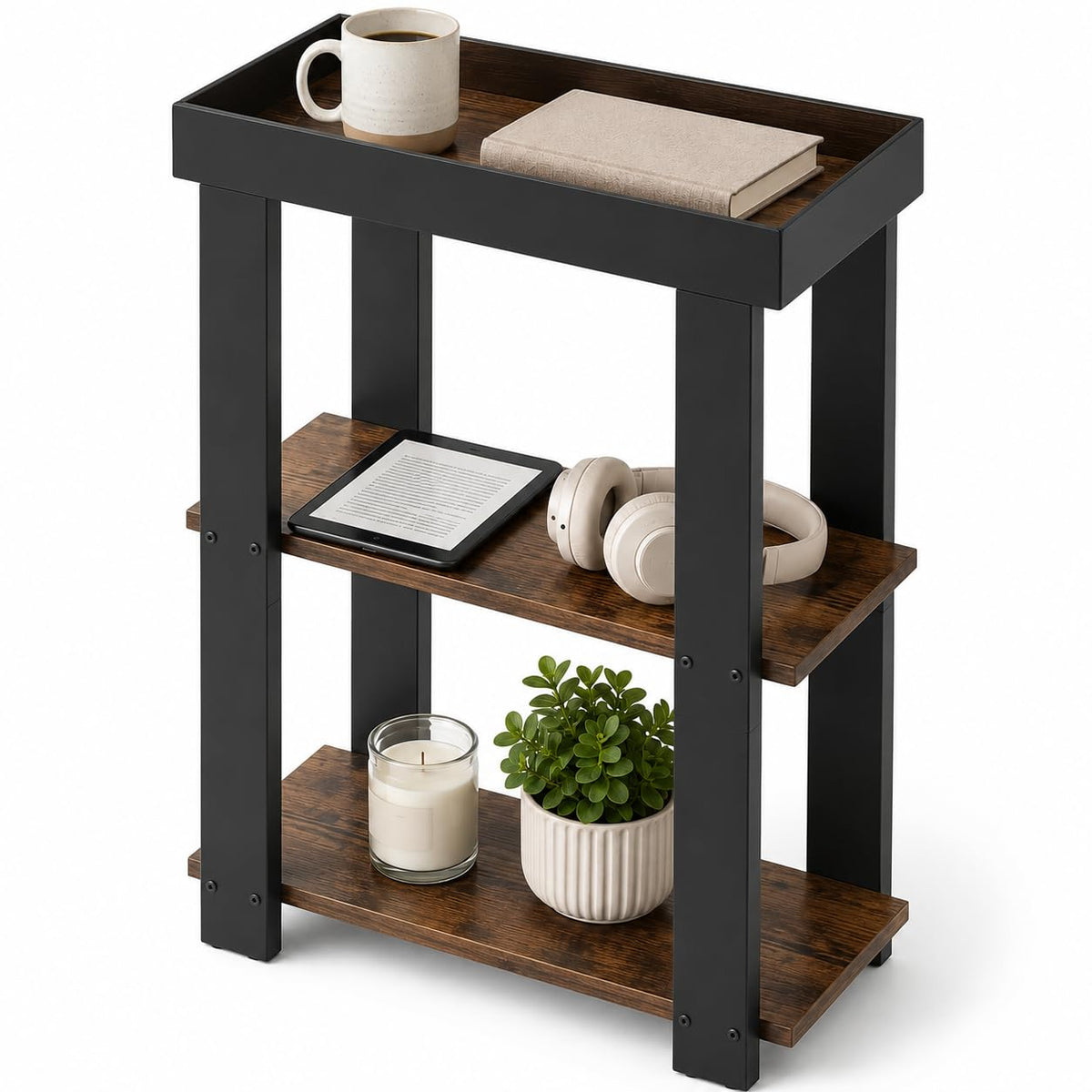 Rustic Brown 3-Tier Narrow Side Table R154082