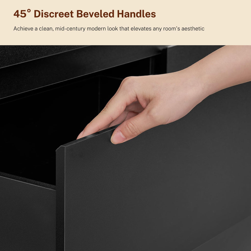 Black 6 Drawer Wood Dresser N7523