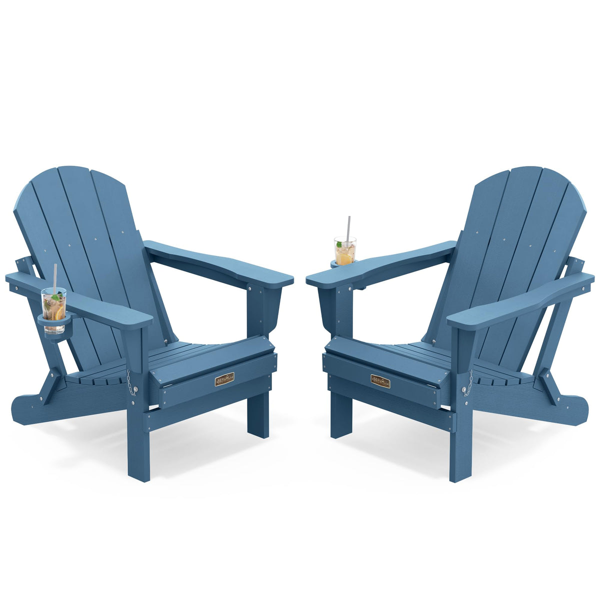 Folding Adirondack Chair Set of 2 with Cup Holder V750130