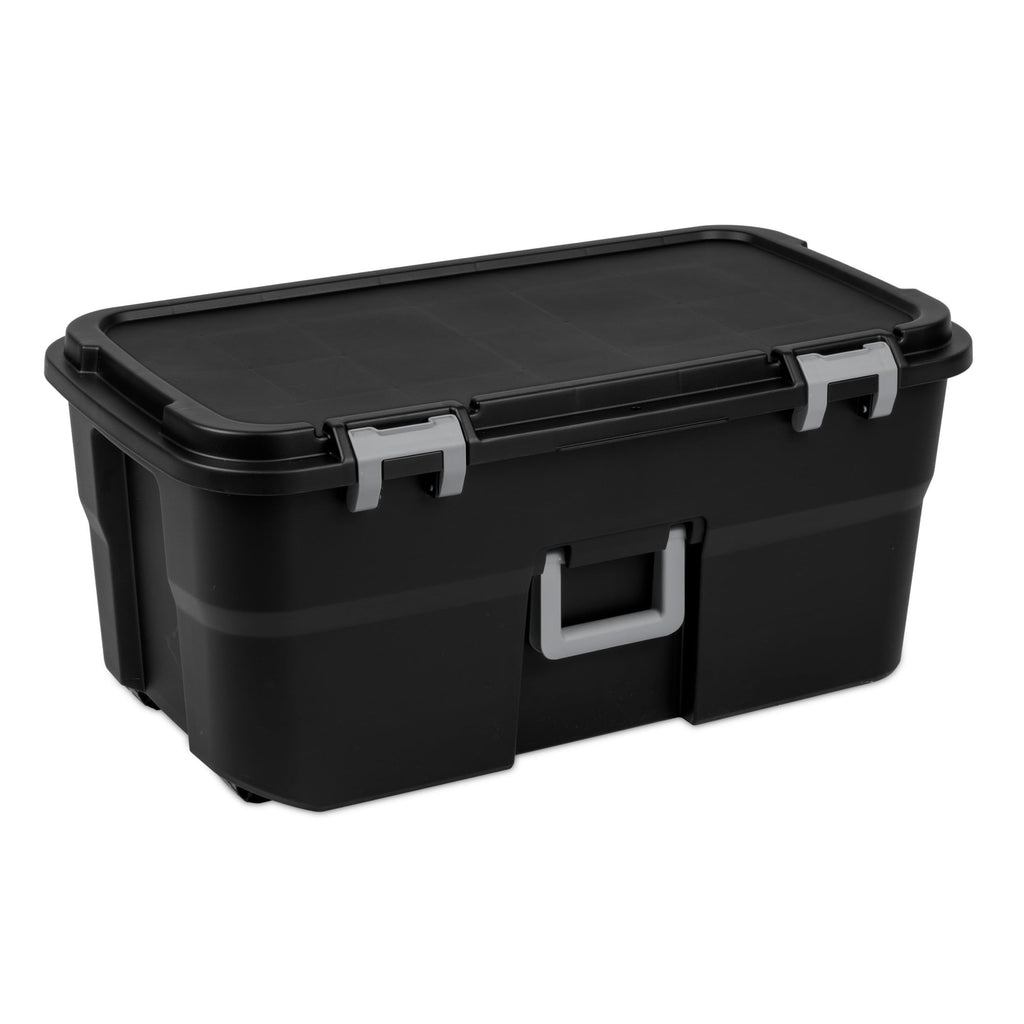 Black 22 Gal Wheeled Plastic Storage Trunk 2 Pack R849